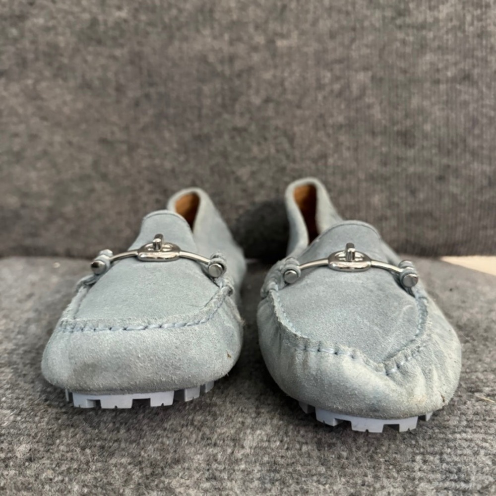 Coach Womens Marley Suede Driving Loafers Light Blue Turnlock Flats Size 10 - Picture 3 of 11